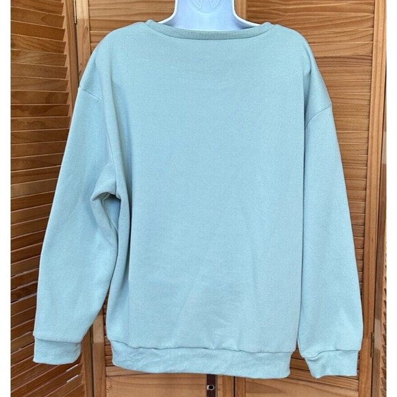 Shein Women's LOS ANGELES Letter Graphic Pullover Mint Green Sweatshirt Size XL - Picture 2 of 4